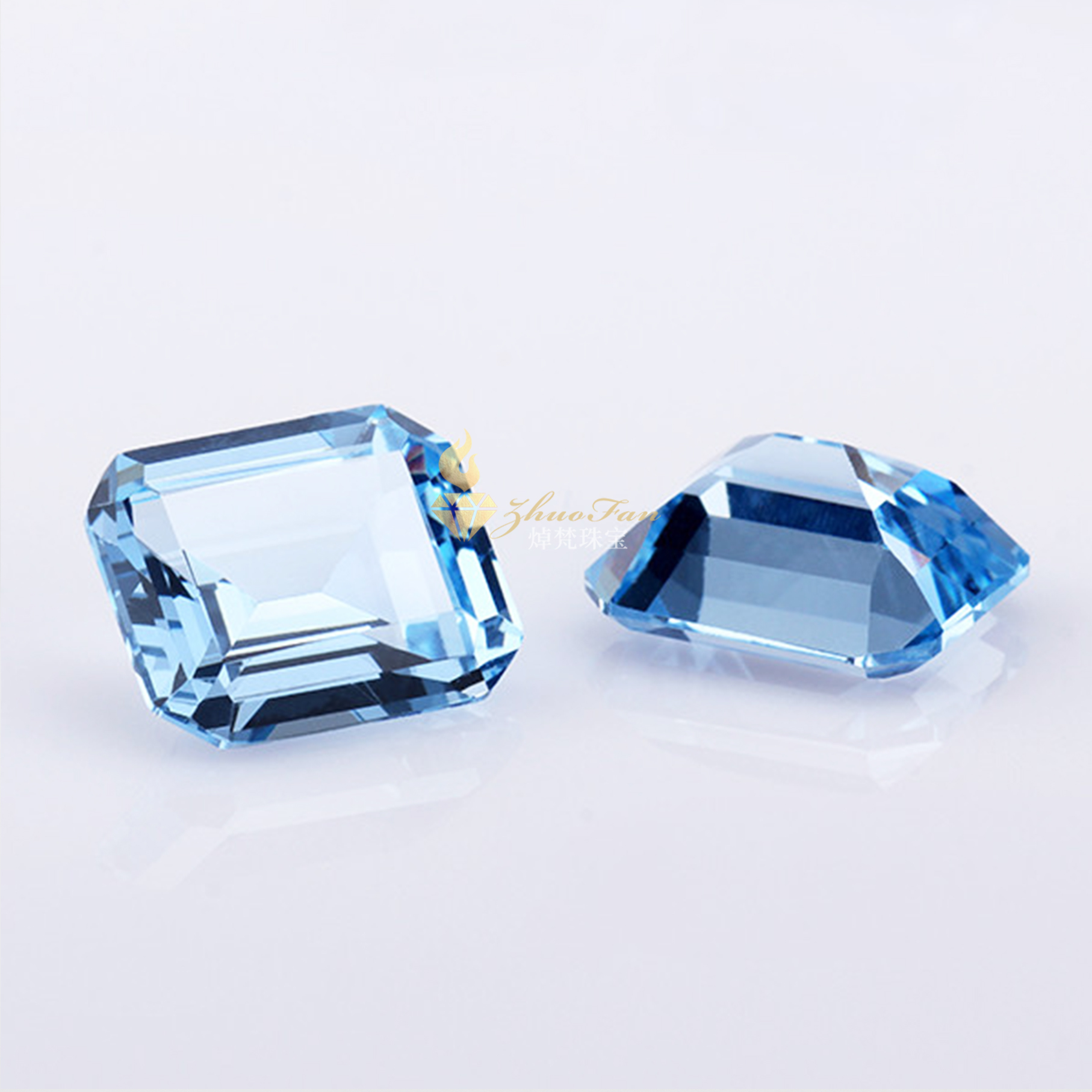 Synthetic Spinel#104 Light Aquamarine Blue Octagon Shape Emerald Cut