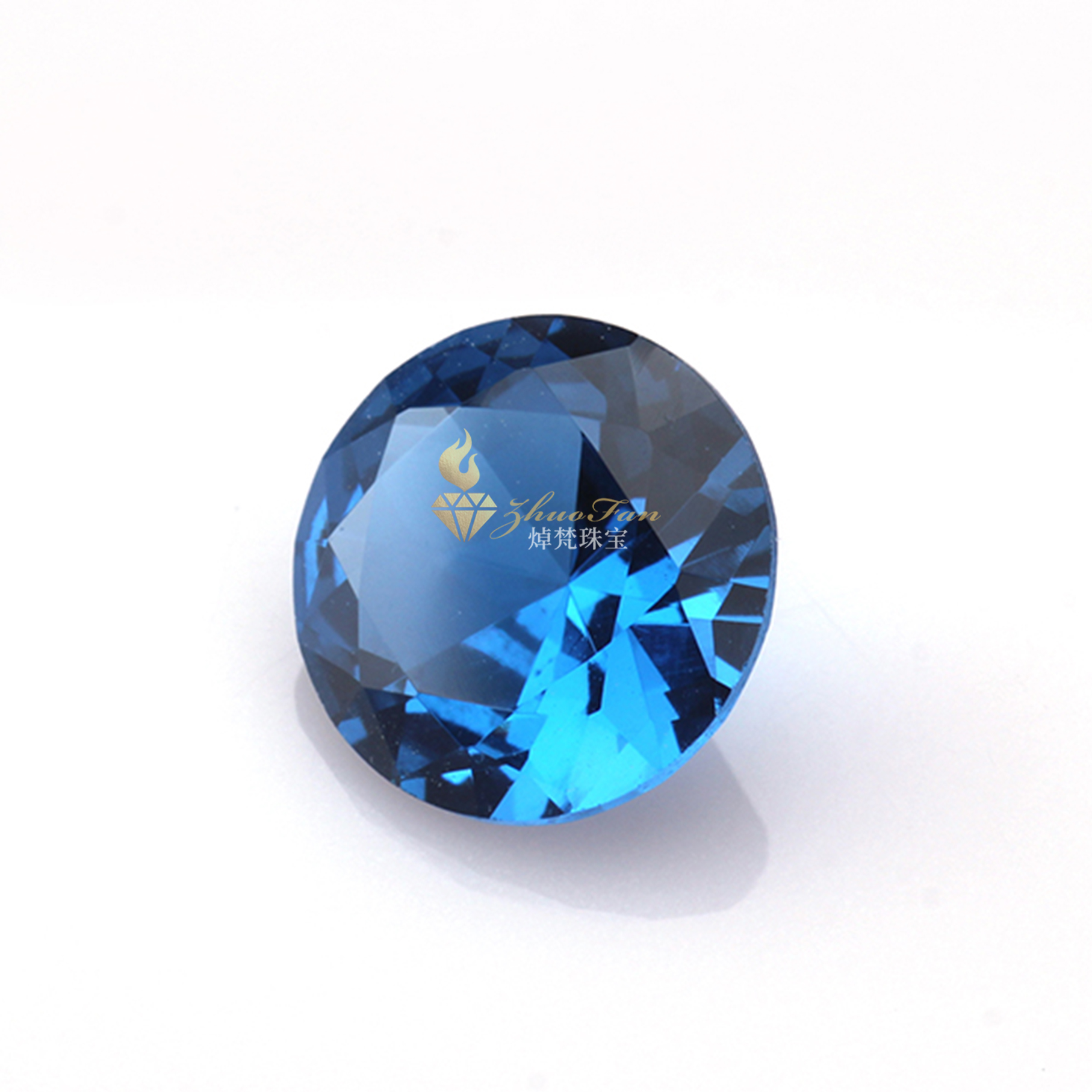 Synthetic Spinel#119 Topaz Swiss Blue Round Diamond Cut