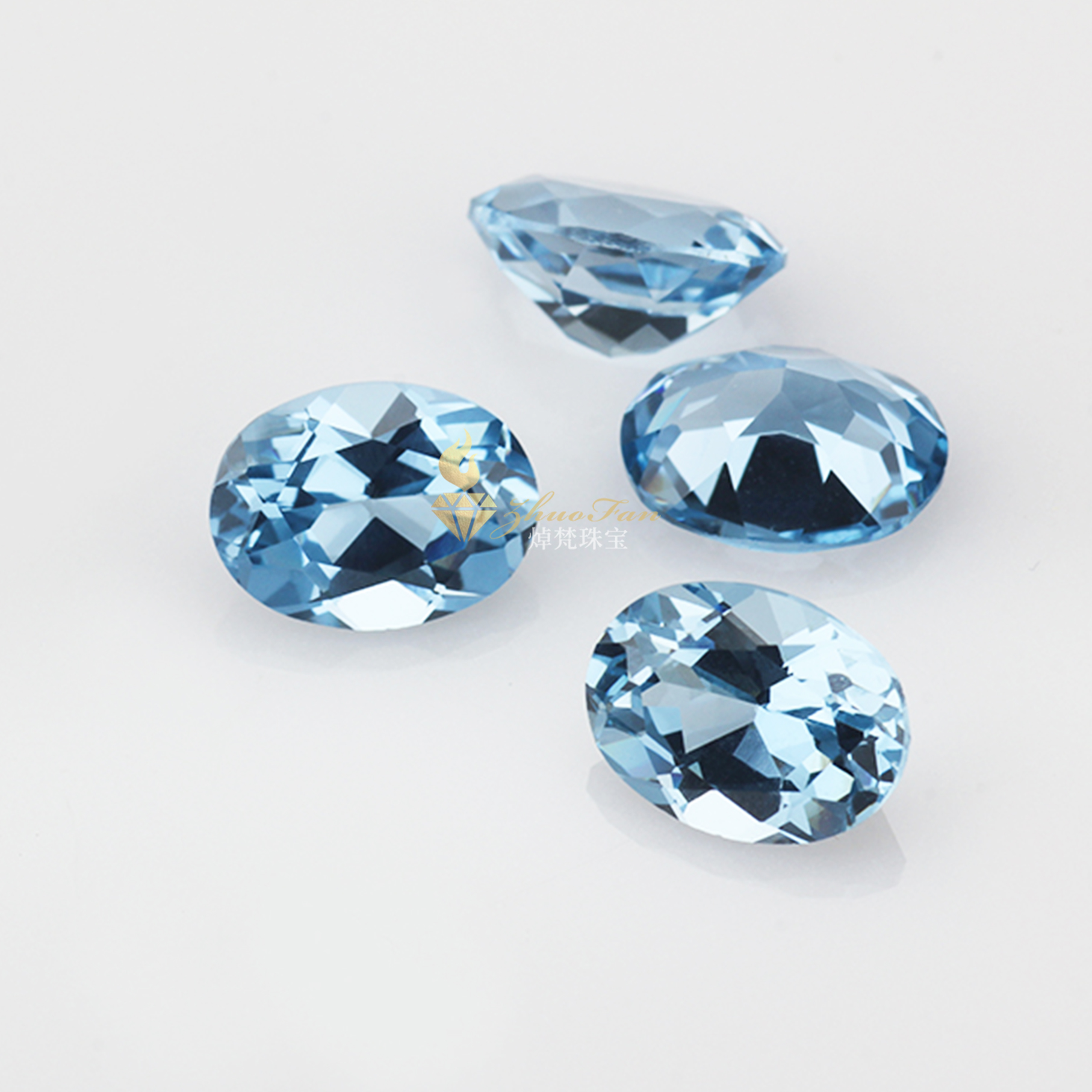 Lab Created Spinel Topaz Sky Blue#108 Oval Natural Cut