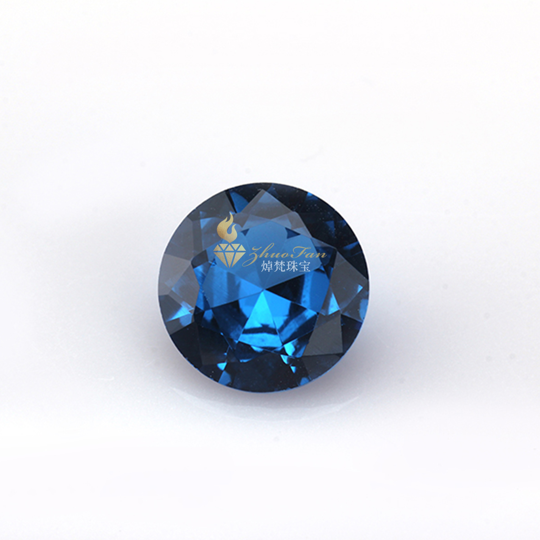 Synthetic Spinel#119 Topaz Swiss Blue Round Diamond Cut