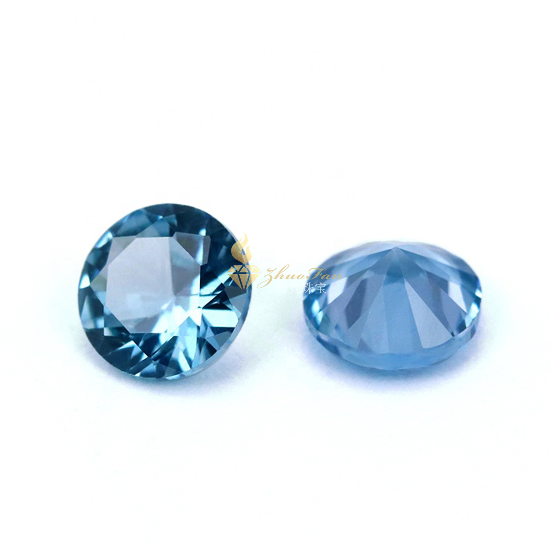 Synthetic Spinel Gemstones Blue Zircon 120# Round Shape