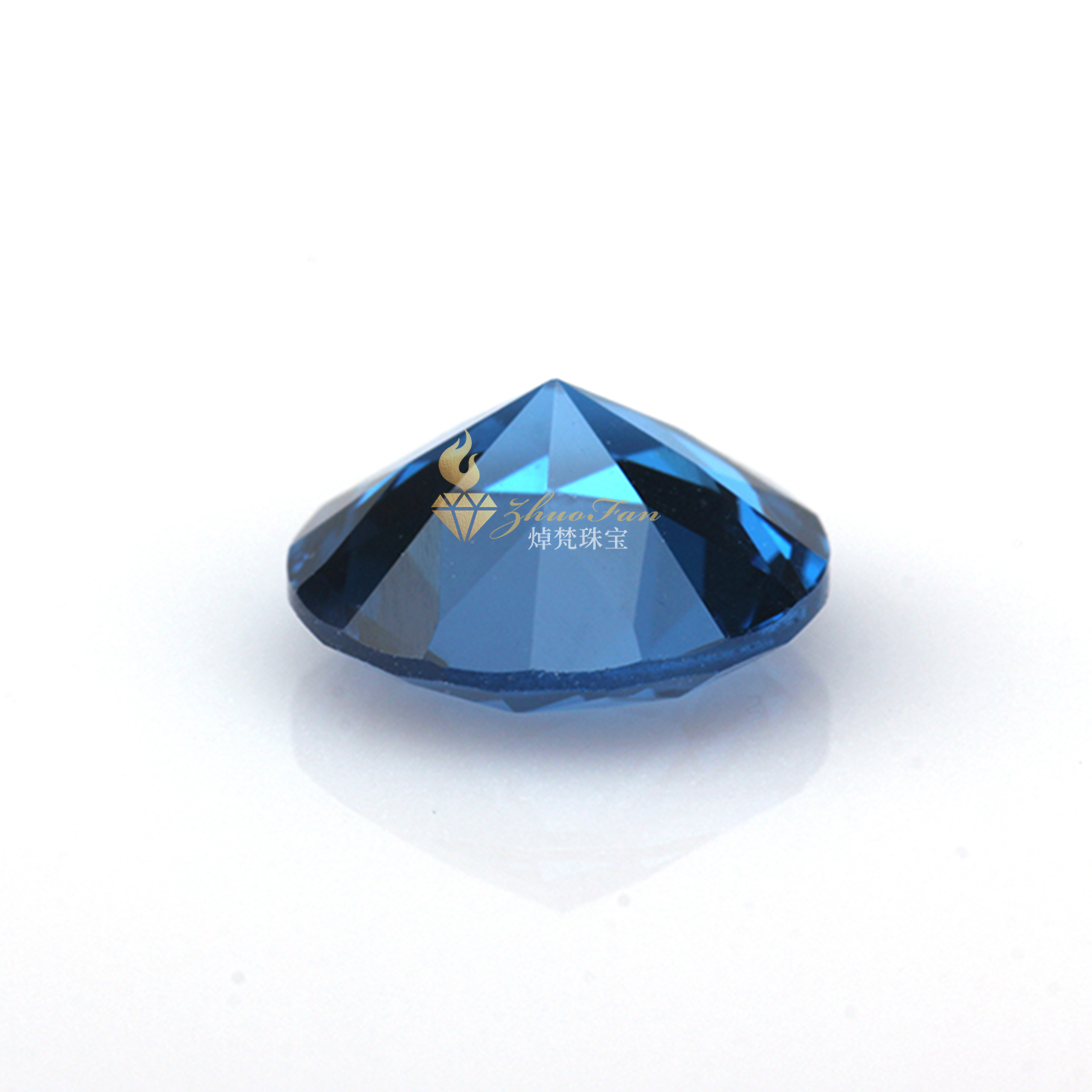 Synthetic Spinel#119 Topaz Swiss Blue Round Diamond Cut