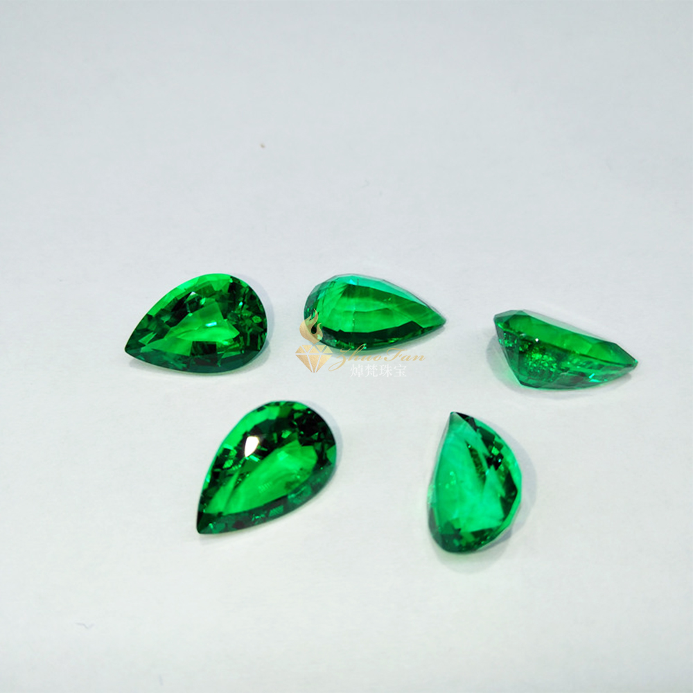 Lab Created Emerald Stones Colombia Green Pear Cut